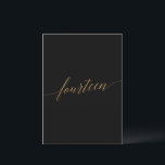 Elegant Gold & Black Table Number Fourteen<br><div class="desc">This elegant gold and black table fourteen table number is perfect for a simple wedding. The neutral design features a minimalist card decorated with romantic and whimsical faux gold foil typography. The card prints on the front and back (double-sided). Other table numbers in the collection are sold separately. Please Note:...</div>