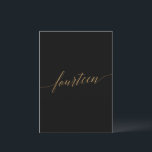 Elegant Gold & Black Table Number Fourteen<br><div class="desc">This elegant gold and black table fourteen table number is perfect for a simple wedding. The neutral design features a minimalist card decorated with romantic and whimsical faux gold foil typography. The card prints on the front and back (double-sided). Other table numbers in the collection are sold separately. Please Note:...</div>