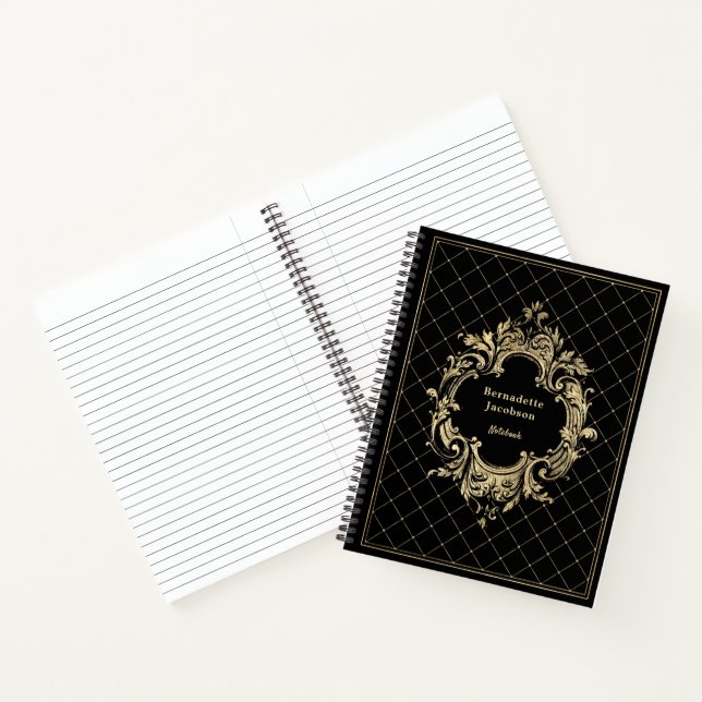 Elegant Gold Black Vintage  Notebook (Inside)