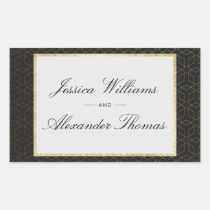 Elegant Gold & Black Wedding Rectangular Sticker