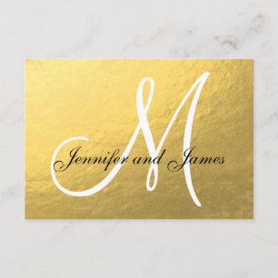Elegant Gold Black Wedding RSVP Card with Monogram