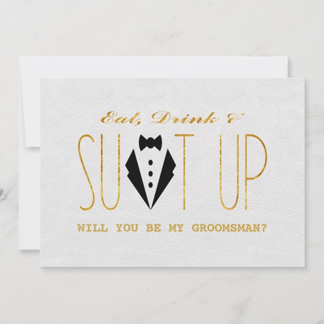 Elegant Gold & Black WILL YOU BE MY GROOMSMAN Invitation (Front)