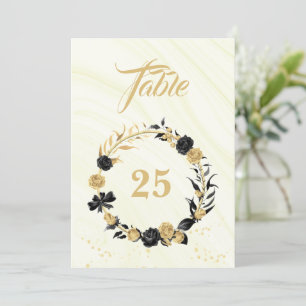 Elegant gold & black wreath table number