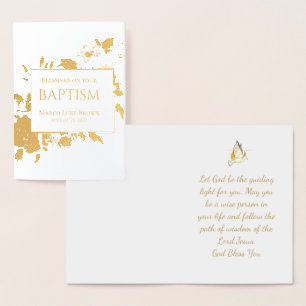 Elegant Gold Blessings On Your Christening Real Foil Card