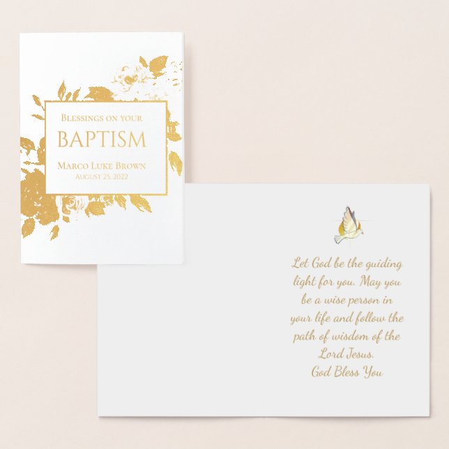 Elegant Gold Blessings On Your Christening Real Foil Card (Display)