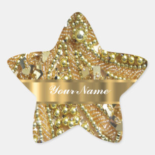 Elegant gold bling star sticker