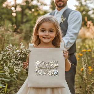 Elegant Gold Blue Flower Girl Tote Bag