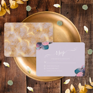 Elegant Gold Blue Lavender Purple Hydrangeas RSVP Card