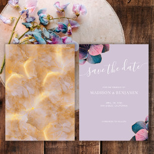Elegant Gold Blue Lavender Purple Hydrangeas Save The Date
