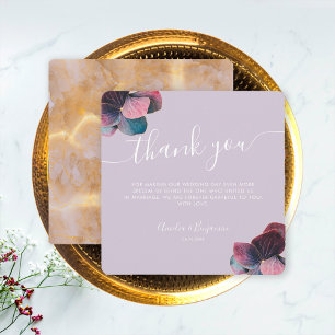 Elegant Gold Blue Lavender Purple Hydrangeas Thank You Card