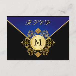 Elegant Gold Blue Special Occasion RSVP Cards