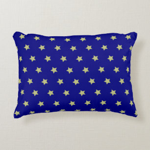 Elegant Gold & Blue Star Pattern Decorative Cushion