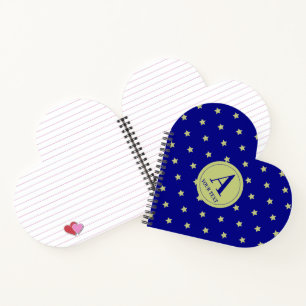 Elegant Gold & Blue Star Pattern Monogram Notebook