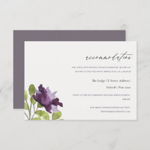 ELEGANT GOLD BLUE WATERCOLOUR FLORAL ACCOMMODATION INVITATION
