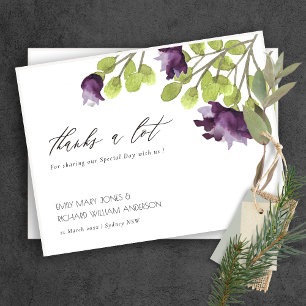 ELEGANT GOLD BLUE WATERCOLOUR FLORAL THANK YOU POSTCARD