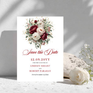Elegant Gold Blush Burgundy Save The Date