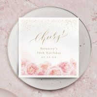 Elegant gold & blush floral cheers birthday