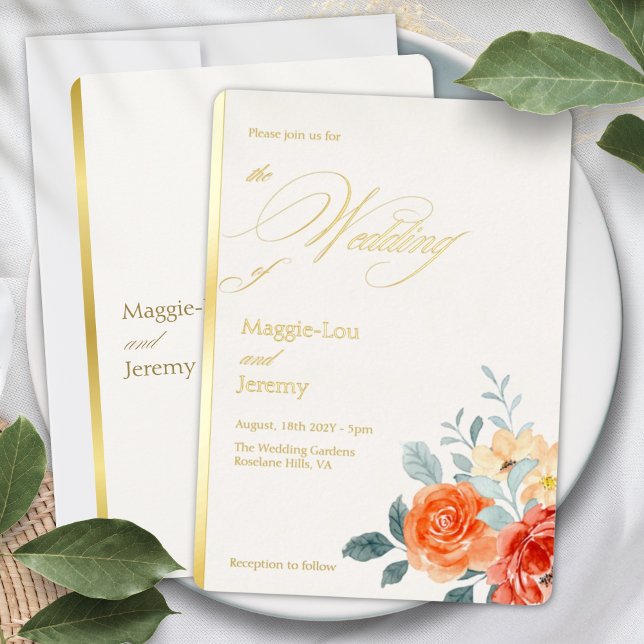 Elegant Gold Blush Floral Script Wedding Gold (Creator Uploaded)