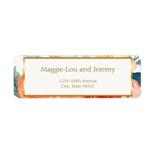 Elegant Gold Blush Floral Wedding Address Return Address Label