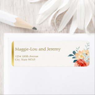 Elegant Gold Blush Floral Wedding Address Return Address Label