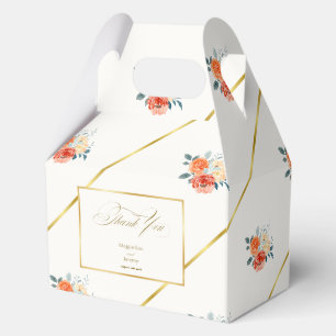 Elegant Gold Blush Floral Wedding Thank You Favour Box