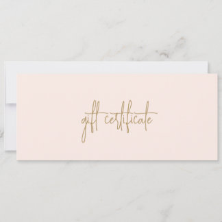 Elegant Gold Blush Pink Business Gift Certificate