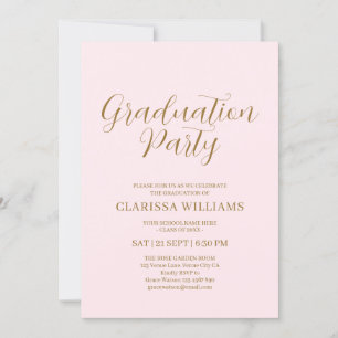 Elegant Gold Blush Pink Graduation Party Invitation