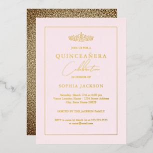 Elegant Gold Blush Pink Quinceanera 15th Birthday