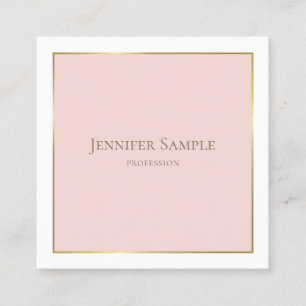 Elegant Gold Blush Pink White Modern Professional Square Business Card