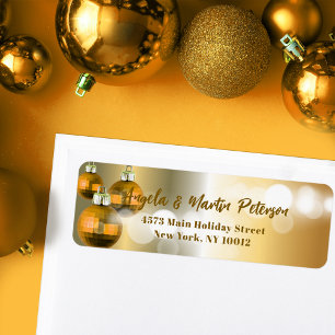 Elegant Gold Bokeh Christmas Ornament Holiday Return Address Label