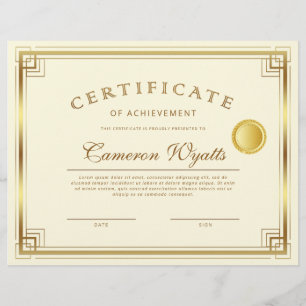 Elegant Gold Border Certificate Achievement Award Flyer