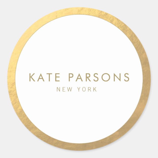 Elegant Gold Border  Classic Round Sticker (Front)