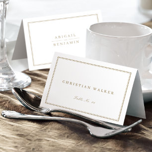 Elegant Gold Border Minimalist Foldable Place Card
