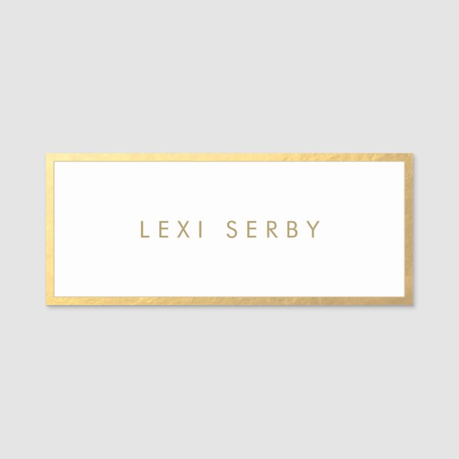 Elegant Gold Border Name Tag (Front)