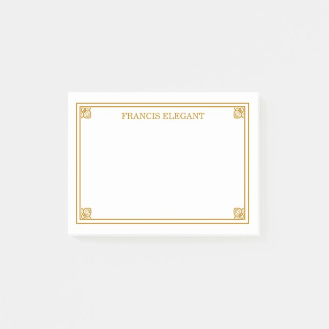 Elegant Gold Border Personalized Notes (Front)