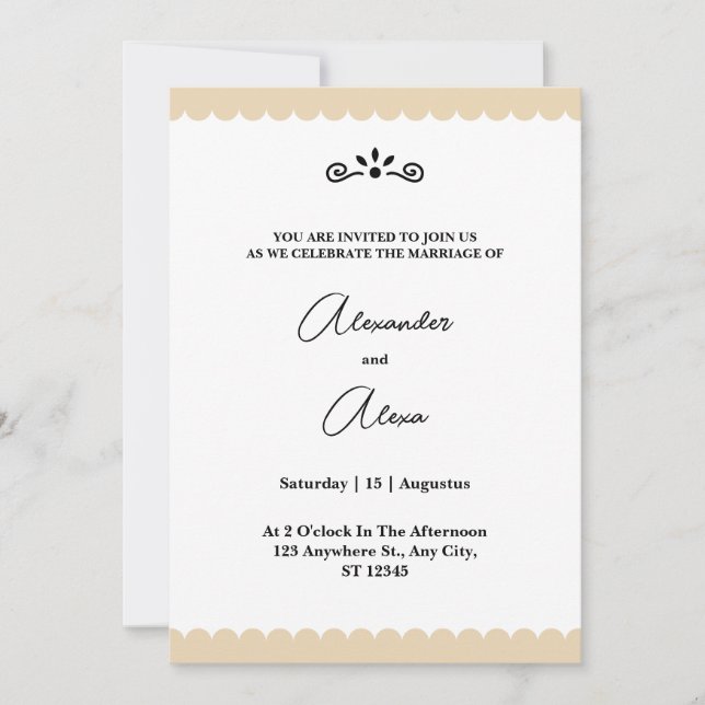 Elegant Gold Borders Minimalist Cookie Wedding Invitation (Front)