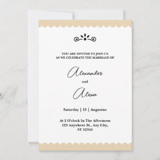 Elegant Gold Borders Minimalist Cookie Wedding Invitation