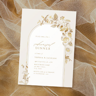 Elegant Gold Botanical Arch Rehearsal Dinner Invitation