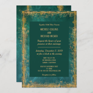 Elegant Gold Botanical Border Wedding Invitation