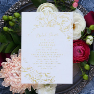 Elegant Gold Botanical Bridal Shower Invitation