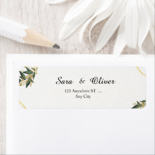 Elegant Gold Botanical Circle Return Address Label