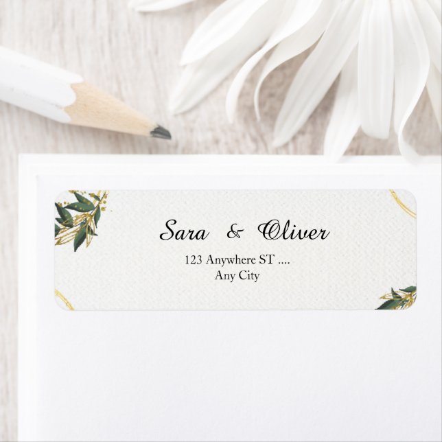 Elegant Gold Botanical Circle Return Address Label (Insitu)