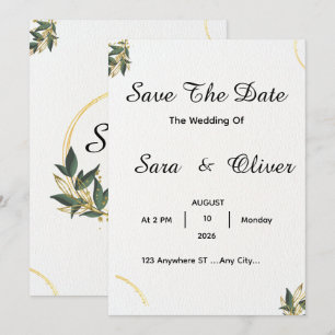 Elegant Gold Botanical Circle  Save The Date