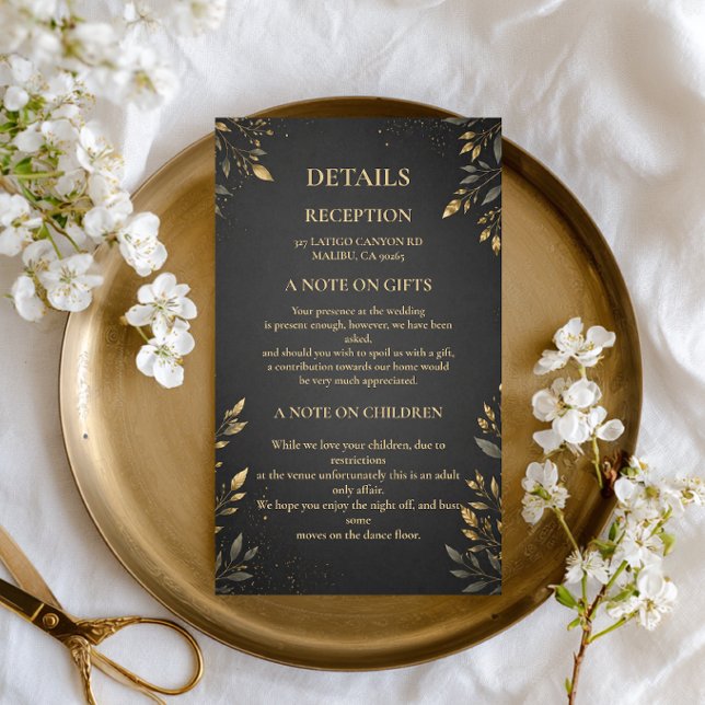 Elegant Gold Botanical Dark Enclosure Card (Creator Uploaded)