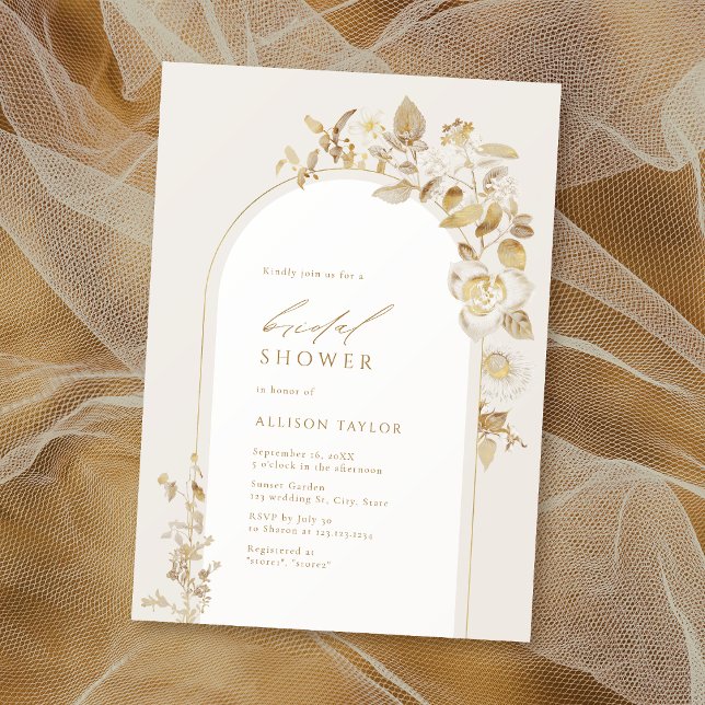 Elegant Gold Botanical Floral Arch Bridal Shower Invitation (Elegant Gold Botanical Floral Arch Bridal Shower Invitation)