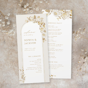Elegant Gold Botanical Floral Arch Wedding Program