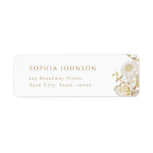 Elegant Gold Botanical Floral Return Address Label