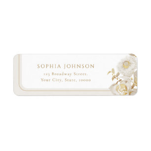 Elegant Gold Botanical Floral Return Address Label