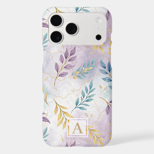Elegant Gold Botanical Marble Mongram