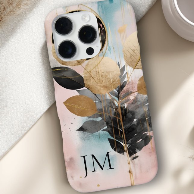 Elegant Gold Botanical Monogram iPhone Case (Elegant Botanical Gold Monogram iPhone Case)